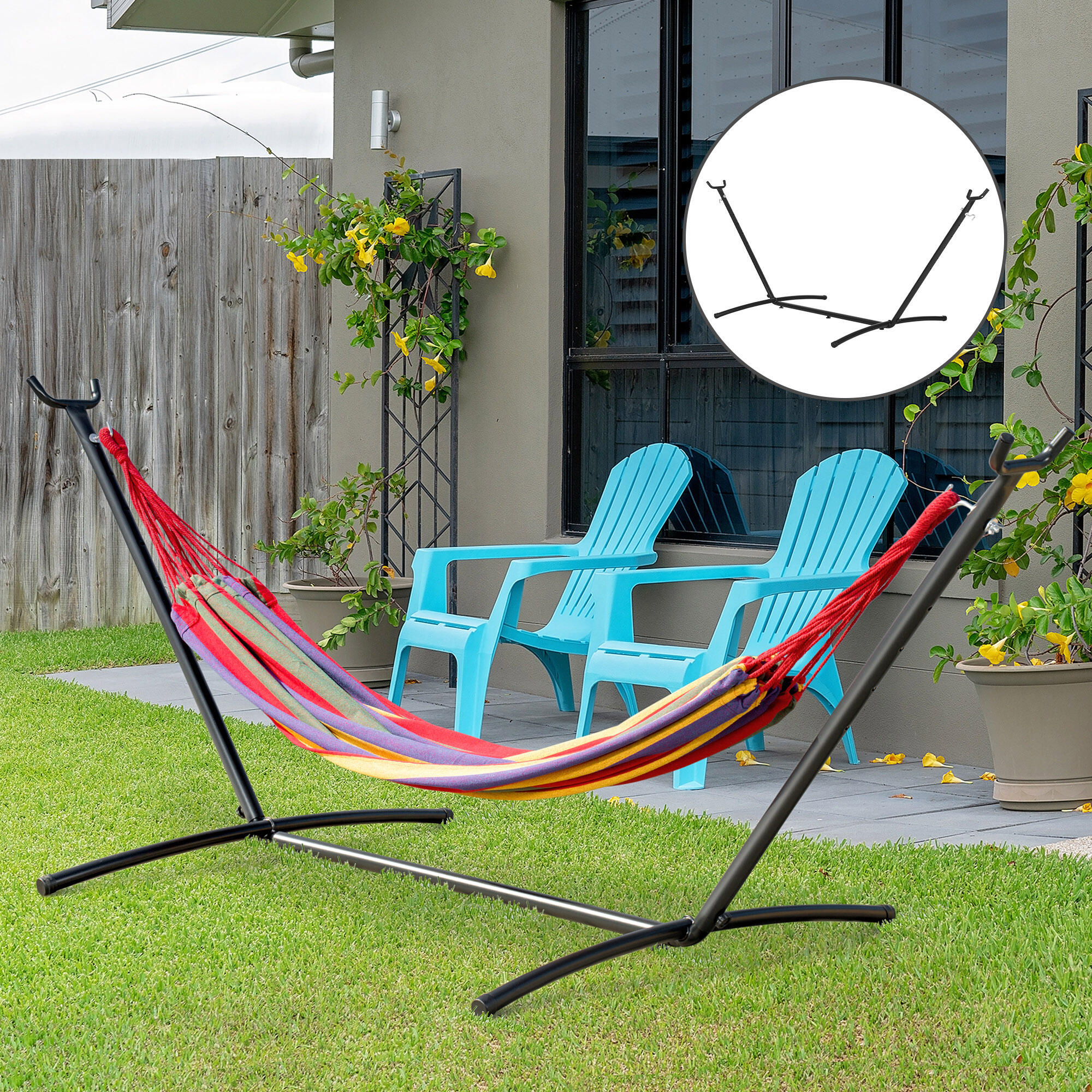 Outsunny Supporto Struttura Portante Max.120Kg per Amaca Regolabile 2/8