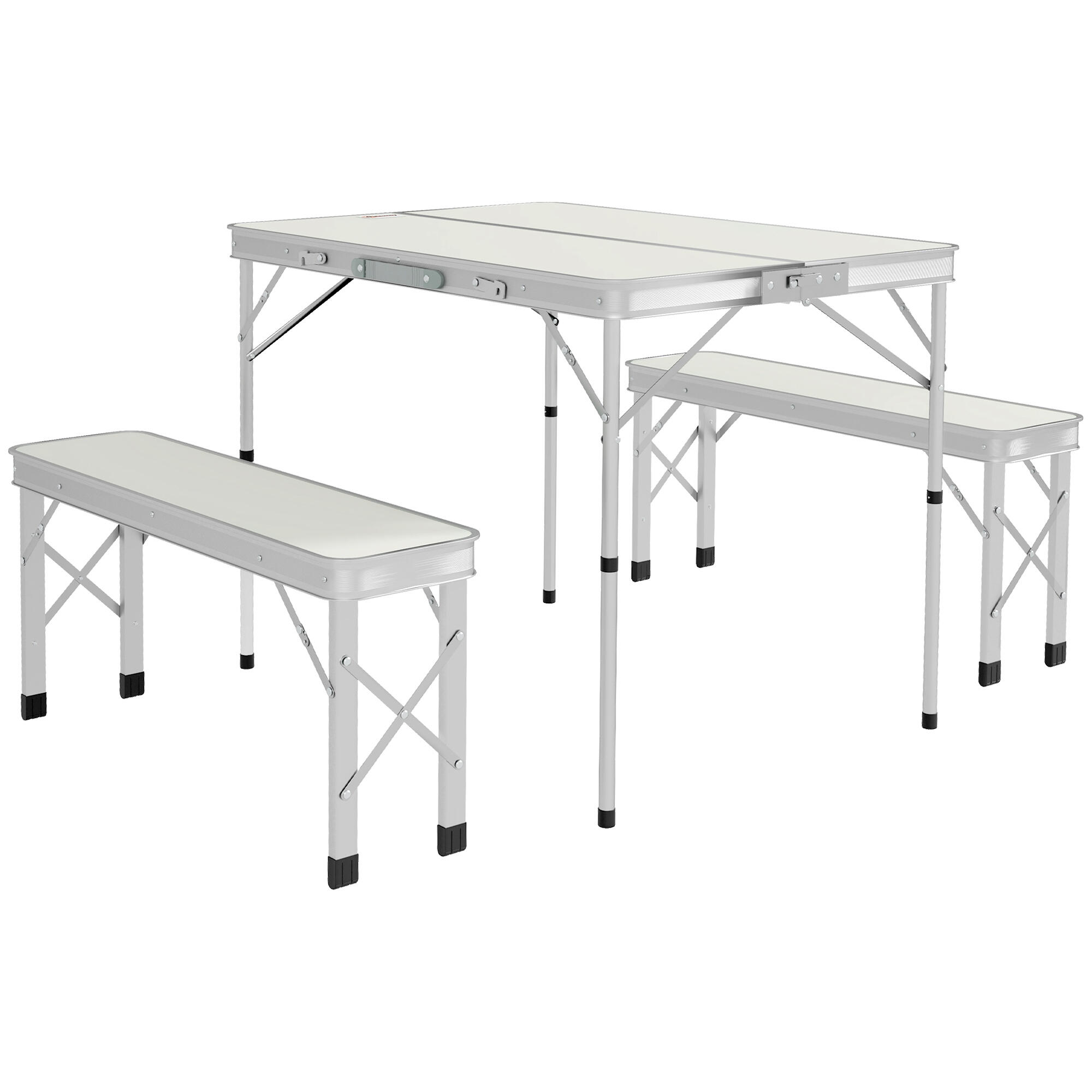 OUTSUNNY Outsunny Tavolo da Picnic Pieghevole con 2 Panche da Esterno in MDF e Alluminio