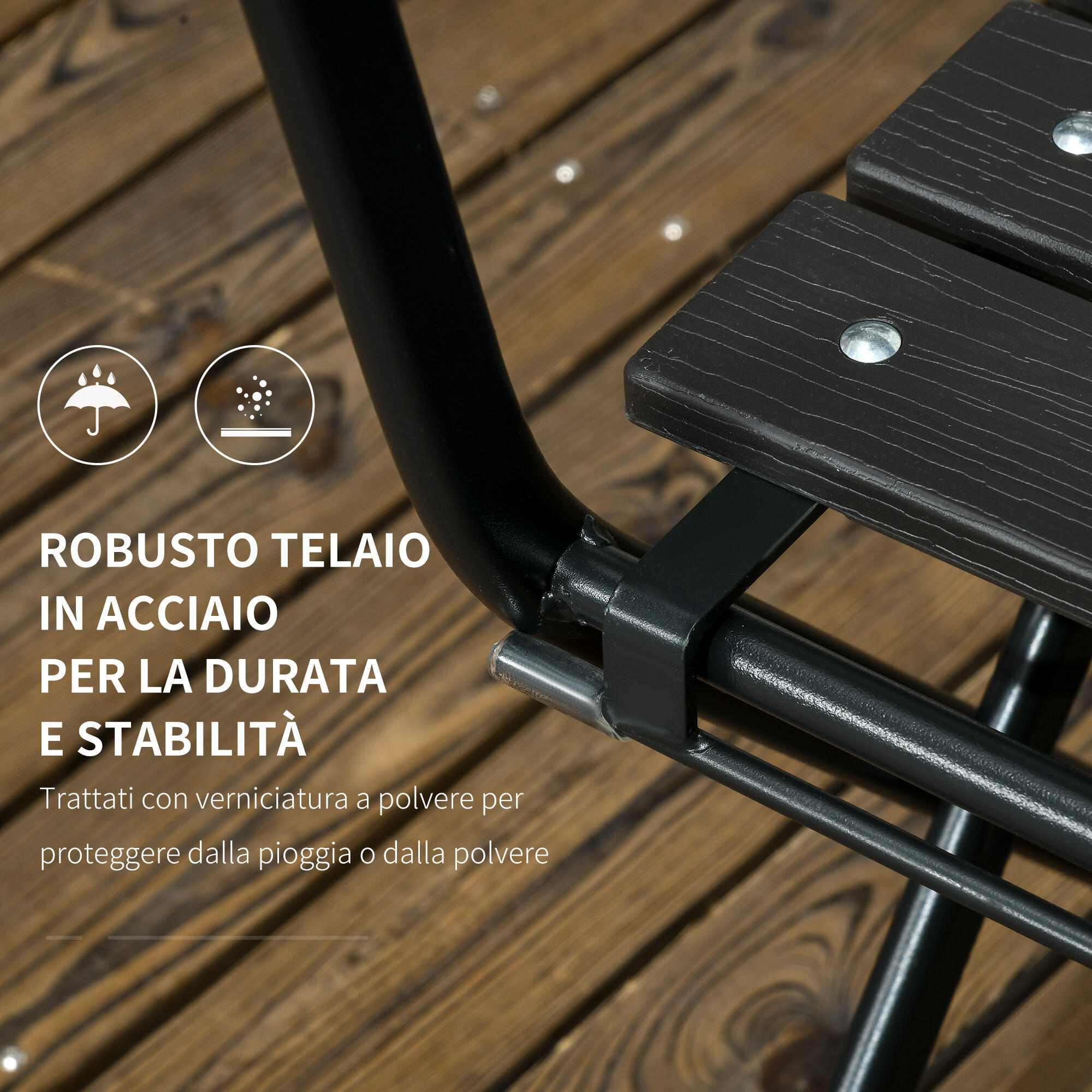Outsunny Set da Esterno 3 Pezzi con 2 Sedie e Tavolo Pieghevoli Grigio Scuro 5/7