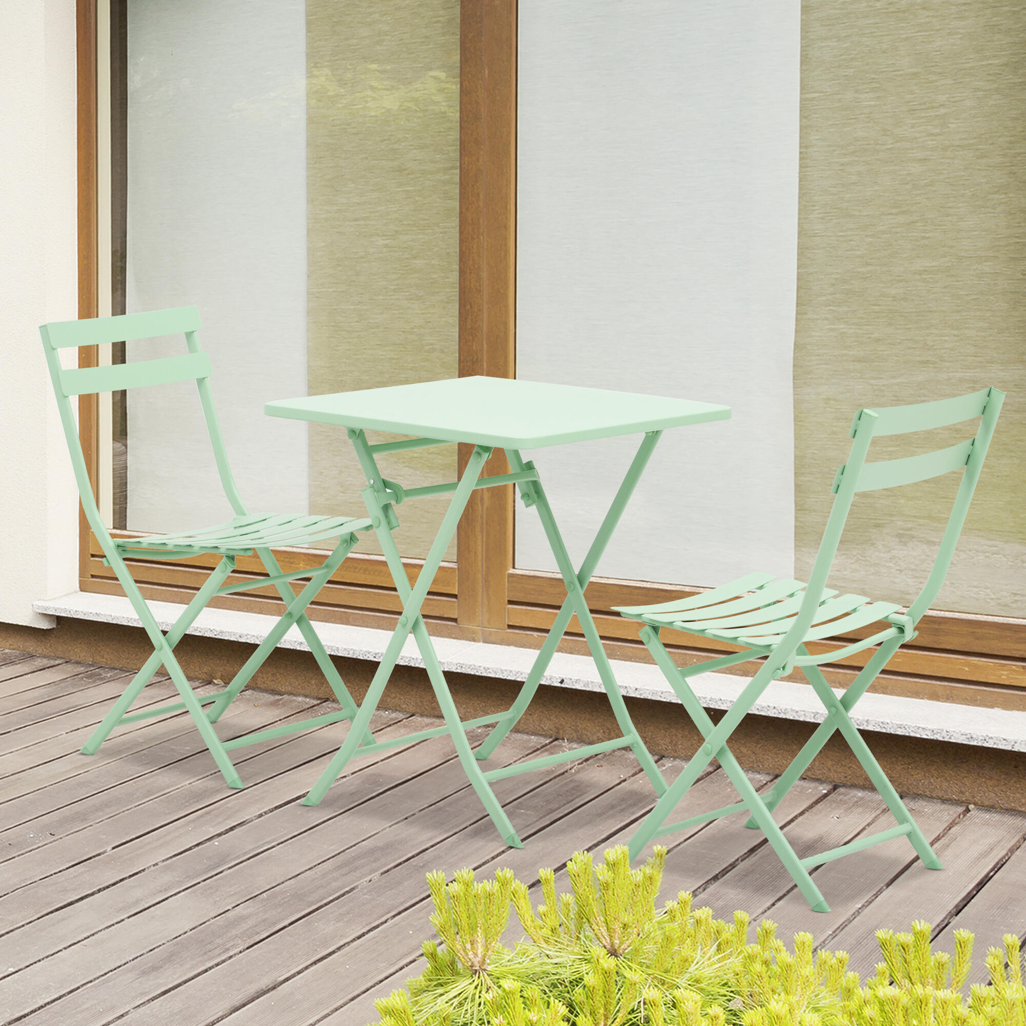 Outsunny Set de Masă Și Scaune Pliabile, din Metal, Verde 2/7