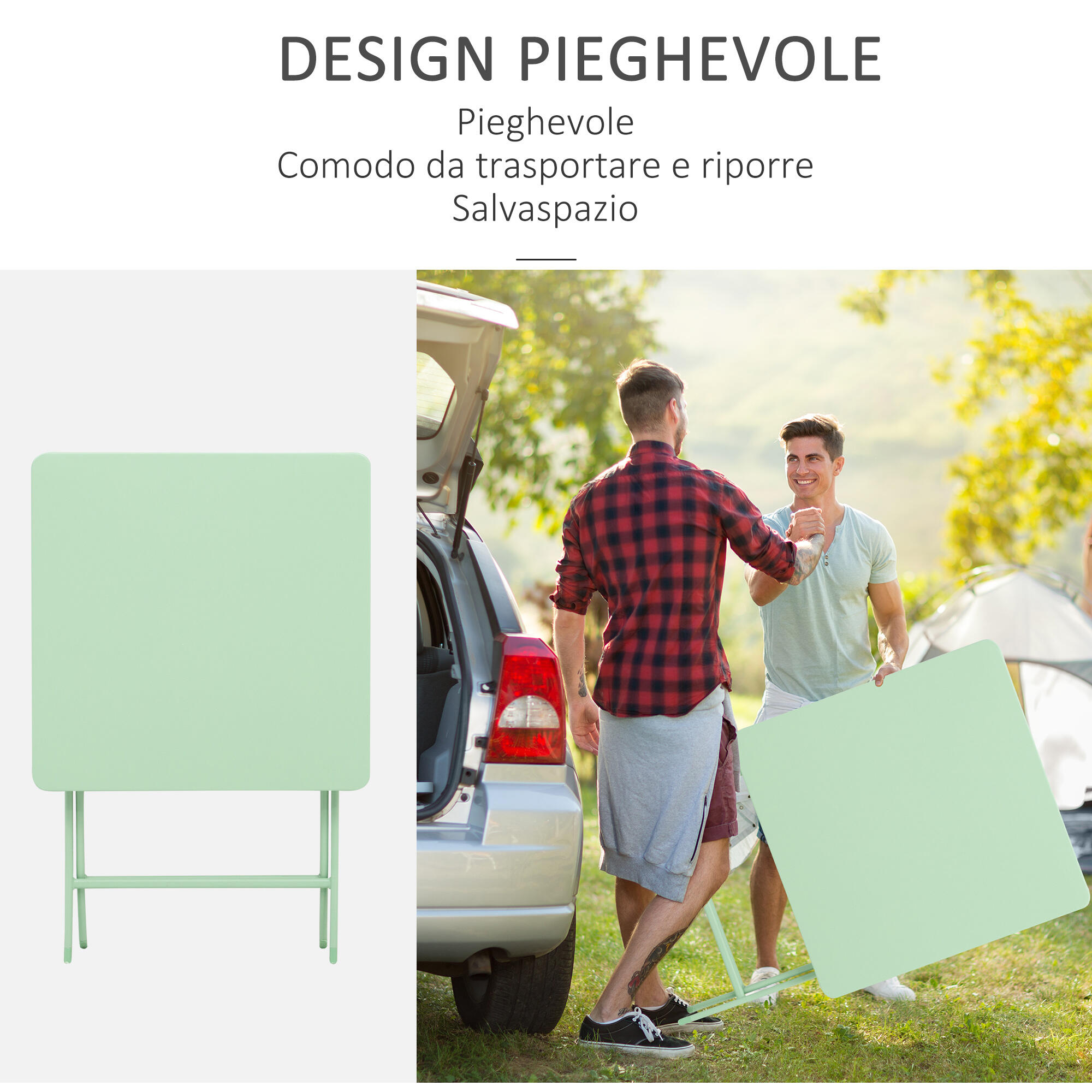 Outsunny Set de Masă Și Scaune Pliabile, din Metal, Verde 5/7