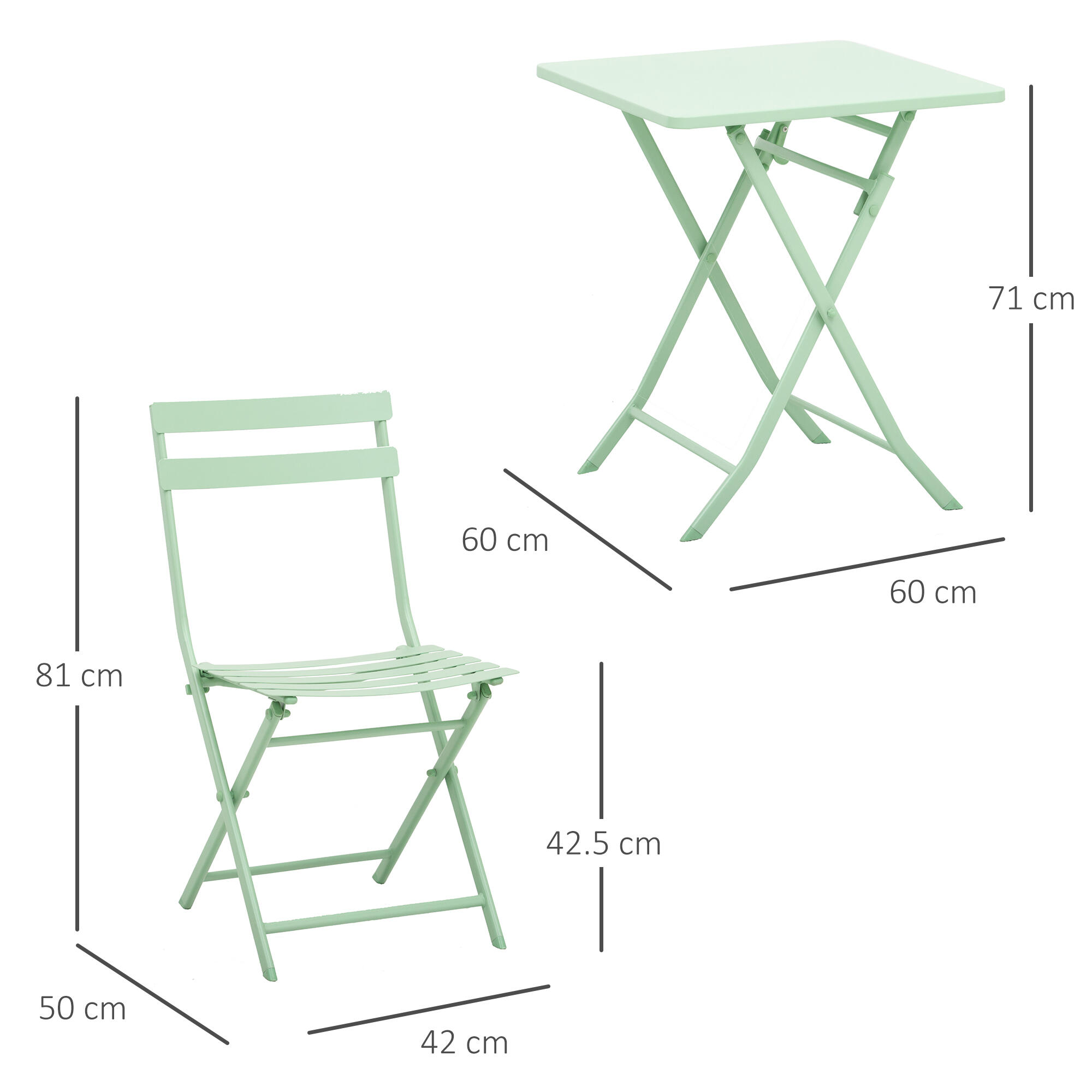 Outsunny Set de Masă Și Scaune Pliabile, din Metal, Verde 3/7