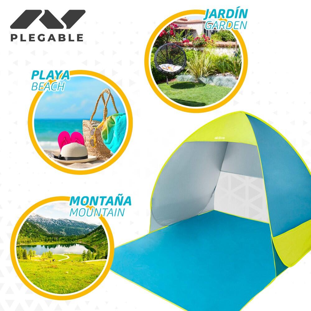 Tente de plage pop up bleue et verte Aktive Beach 4/5