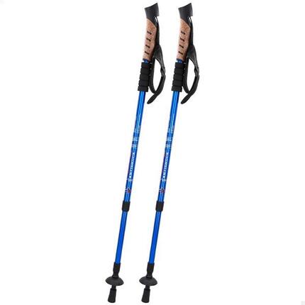 AKTIVE Jeu de 2 Bâtons de Trekking en Aluminium 67-135 cm, Noir et Bleu