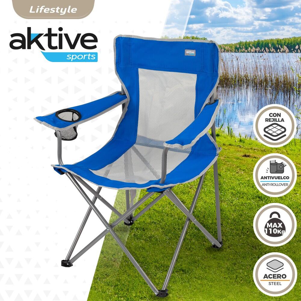 Cadeira de camping dobrável com porta-copos e encosto respirável Aktive 2/7