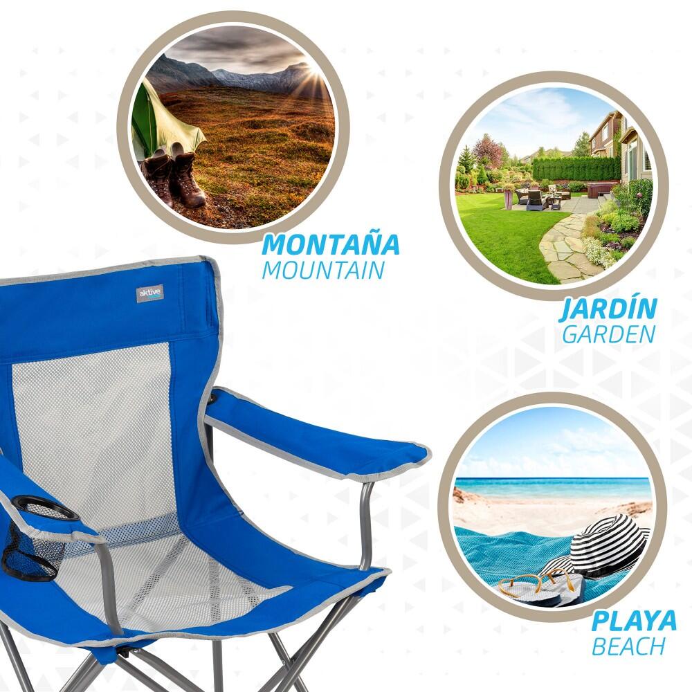 Cadeira de camping dobrável com porta-copos e encosto respirável Aktive 5/7