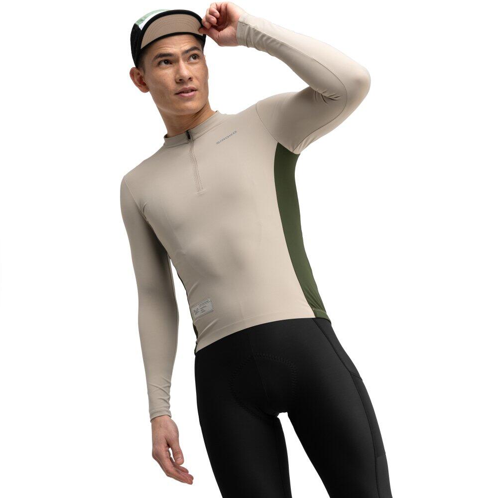 Camisola de ciclismo gravel manga comprida homem gm3 dempster beige