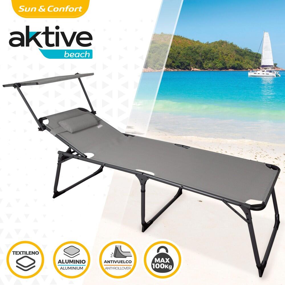 Tumbona plegable con parasol y cojín Aktive 2/7