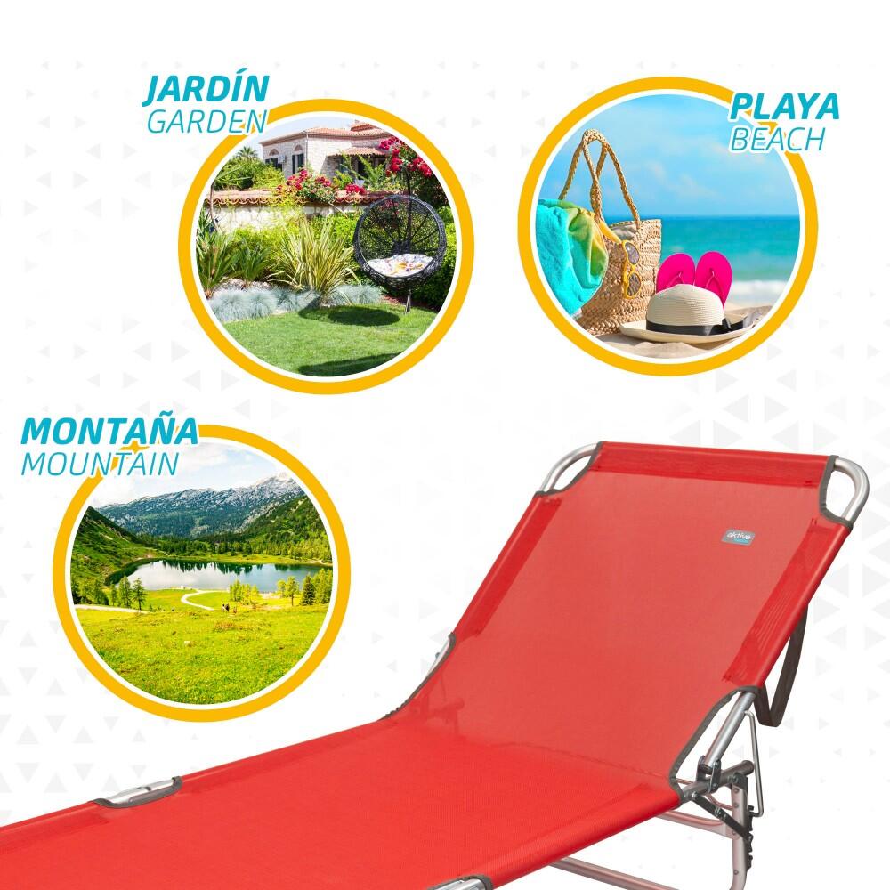 Tumbona de playa plegable con respaldo reclinable Aktive Beach 5/7