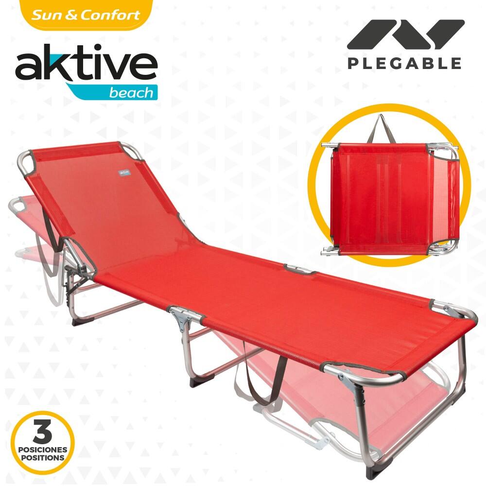 Tumbona de playa plegable con respaldo reclinable Aktive Beach 3/7