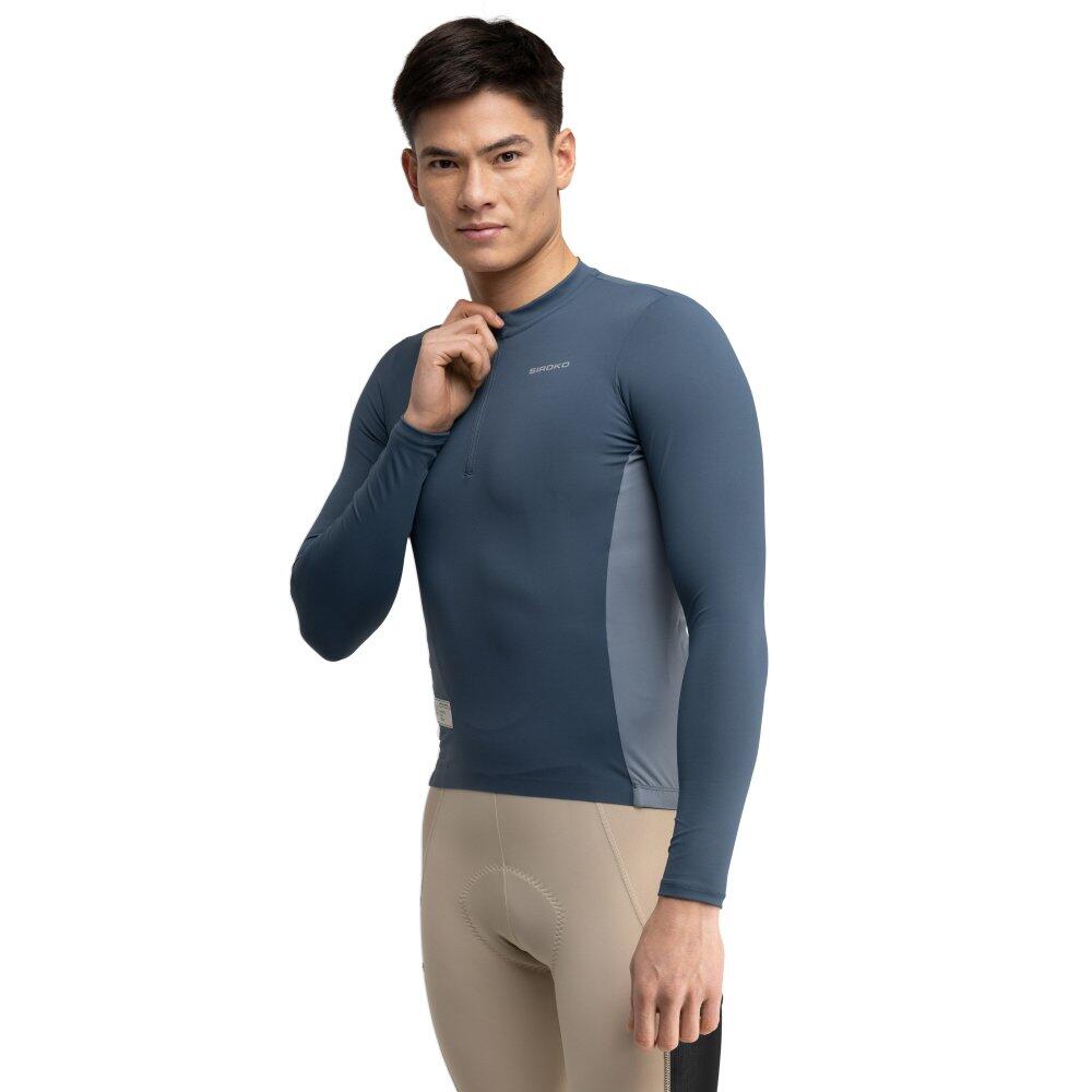Camisola de ciclismo gravel manga comprida homem gm3 karakórum azul
