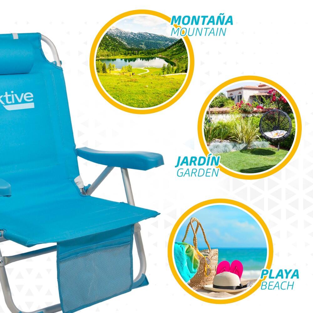 AKTIVE - Chaise Pliante Sac à Dos avec Poignée, Coussin, Sac et Poche 5/7