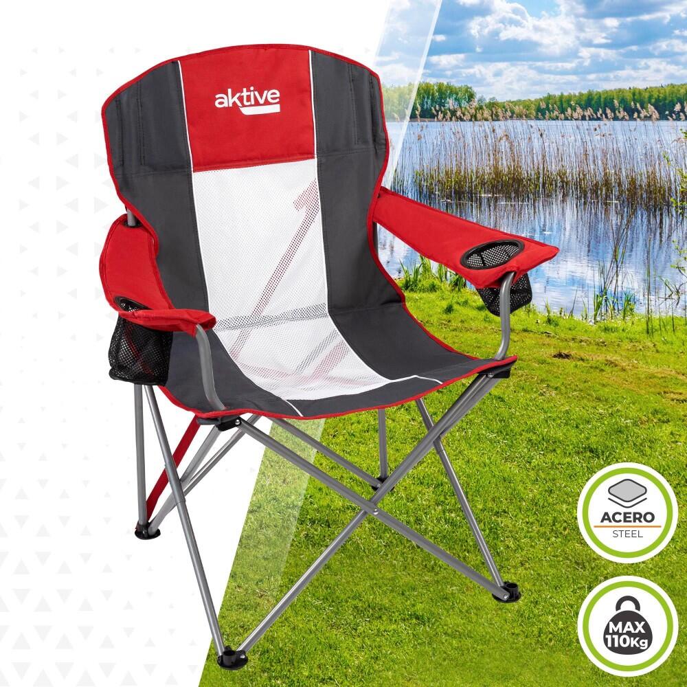 Sedia da campeggio pieghevole XL con portabicchieri Aktive 2/7