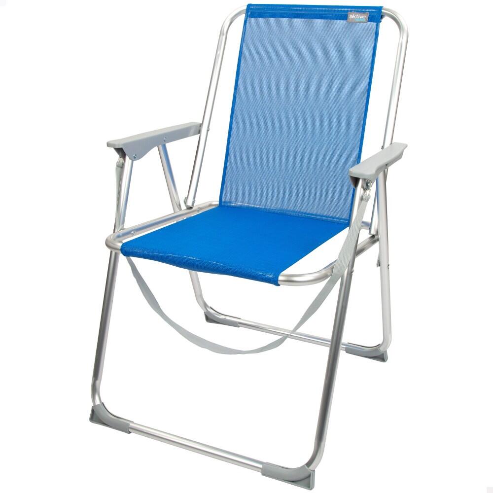 Aktive - Aktive - Chaise Pliante Haute Avec Dossier Fixe Et Poignée, Bleu - Siège Pliant - Bleu - Taille Unique - Decathlon