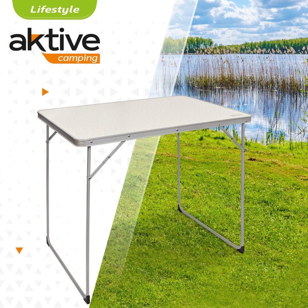 AKTIVE - Table Pliante en Aluminium et Bois. Table de Camping  80x60x70 cm 2/7