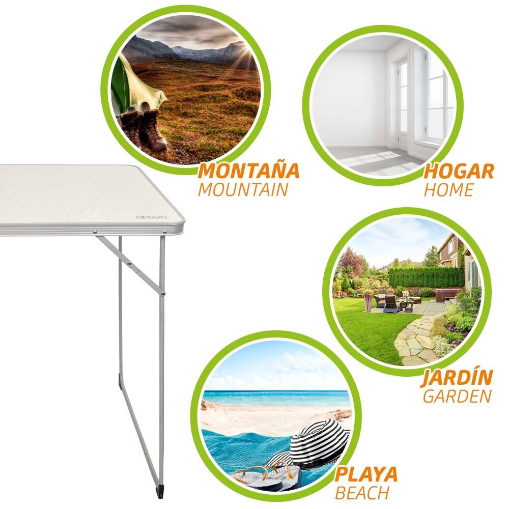 AKTIVE - Table Pliante en Aluminium et Bois. Table de Camping  80x60x70 cm 4/7