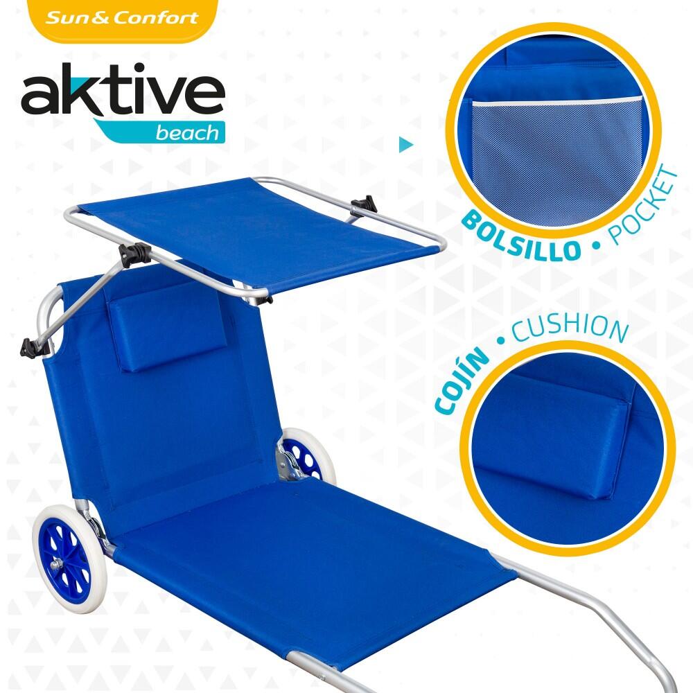 Tumbona carrito de playa plegable 2 en 1 Aktive Beach 3/7