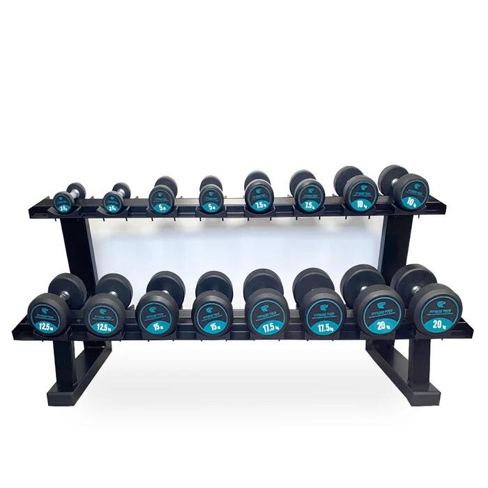 Conjunto de 12 pares de halteres redondos 2,5kg a 30kg com suporte fitness tech