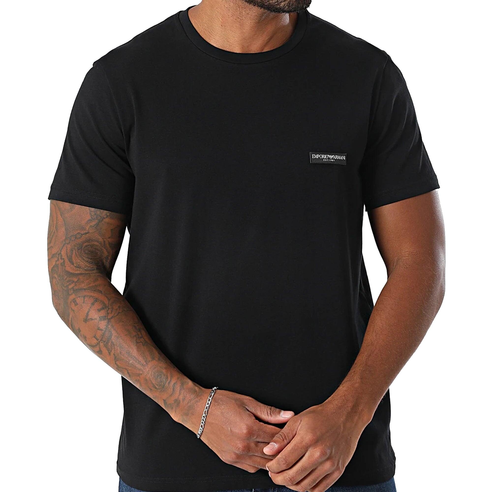 Lounge 2 Pack Stretch Cotton T-Shirt Khaki/Black 3/4