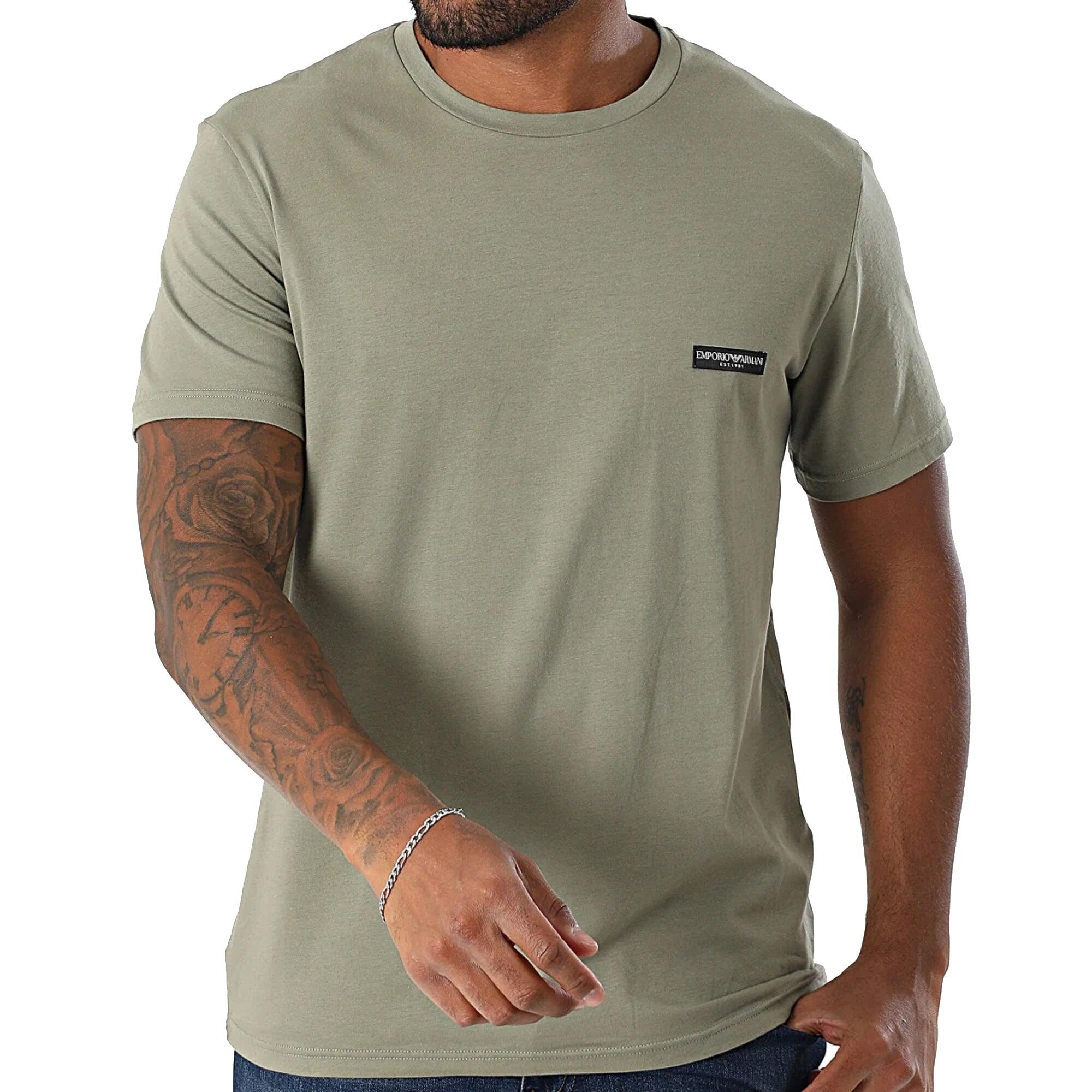 Lounge 2 Pack Stretch Cotton T-Shirt Khaki/Black 2/4