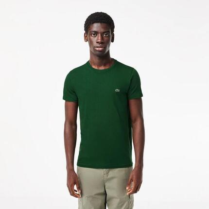 Camiseta Verde Lacoste Pima con Cuello Redondo