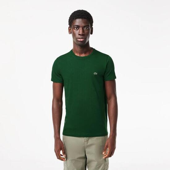 Camiseta Verde Lacoste Pima con Cuello Redondo
