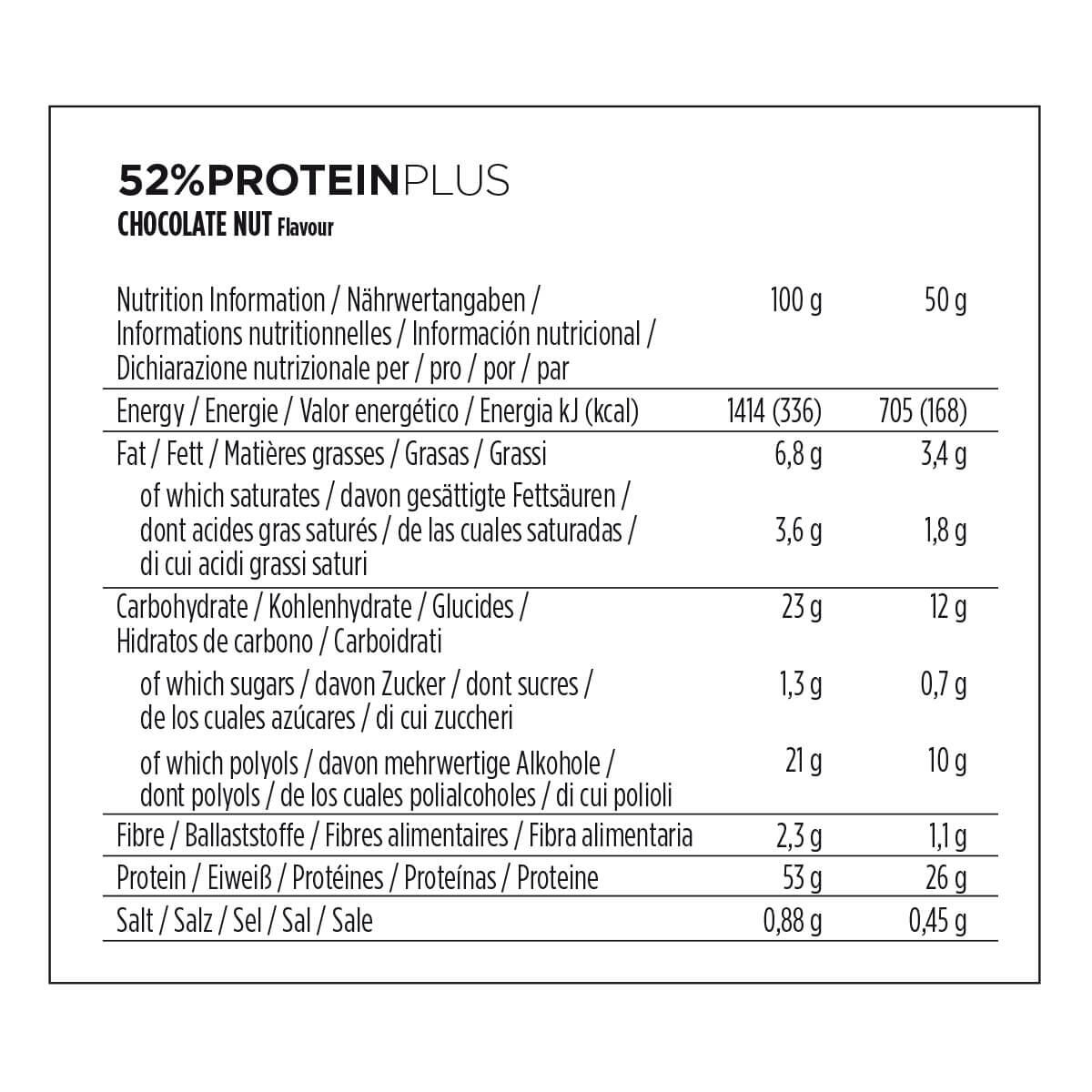 Lot de 20 Barres PowerBar 52% ProteinPlus Low Sugar Chocolate Nut 5/6