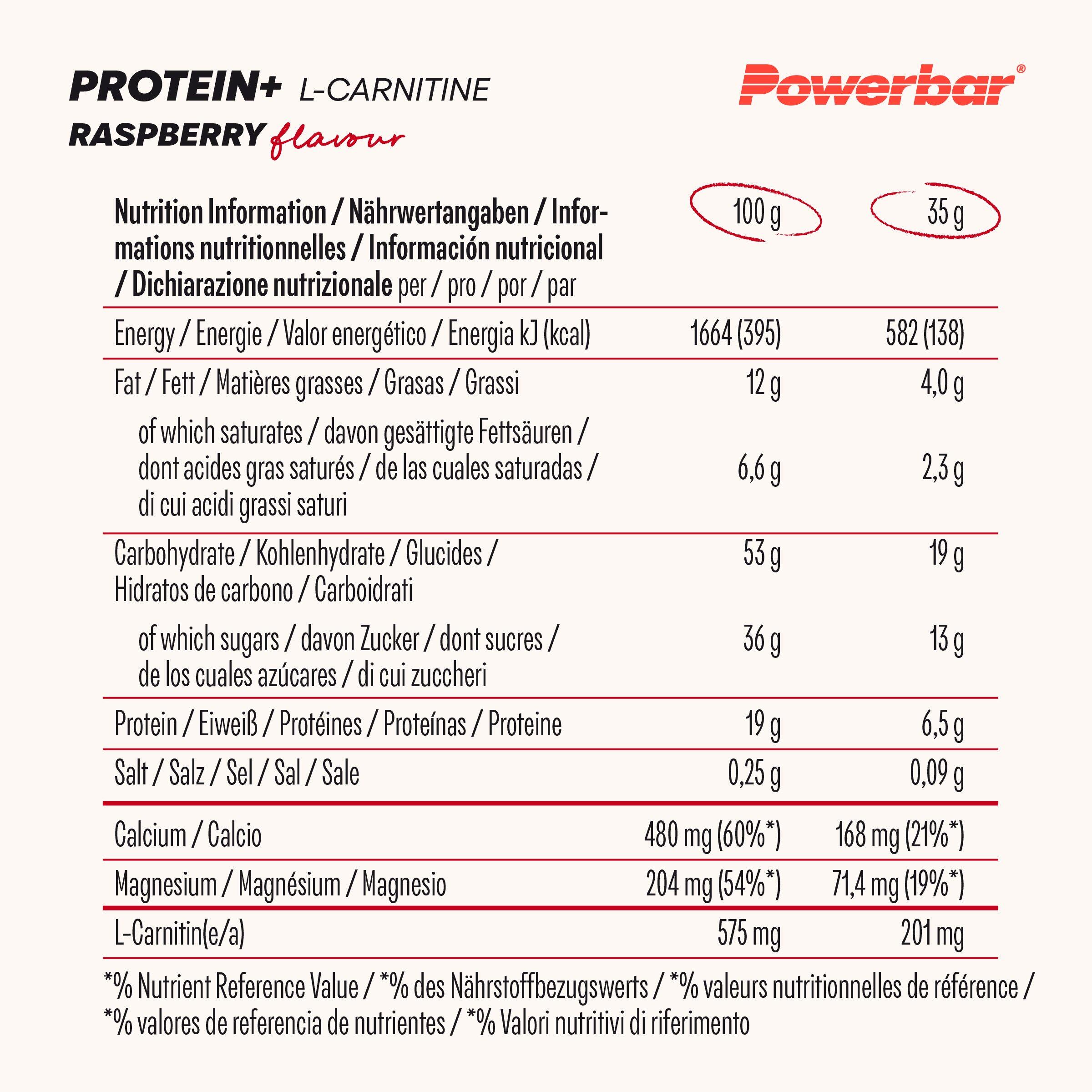 Barretta proteica alla L-Carnitina 35g Powerbar al lampone (confezione da 30) 6/7