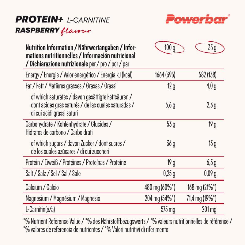 Powerbar Protein Plus + L-Carnitine Bar (30x35g) Raspberry Yoghurt - Batony