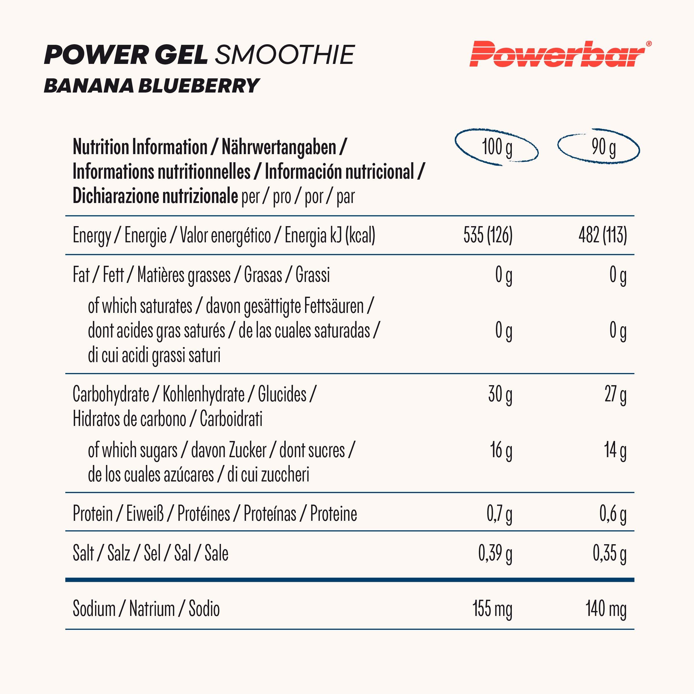 Boissons PowerBar PowerGel Smoothie 16x90gr Banana Blueberry 4/5
