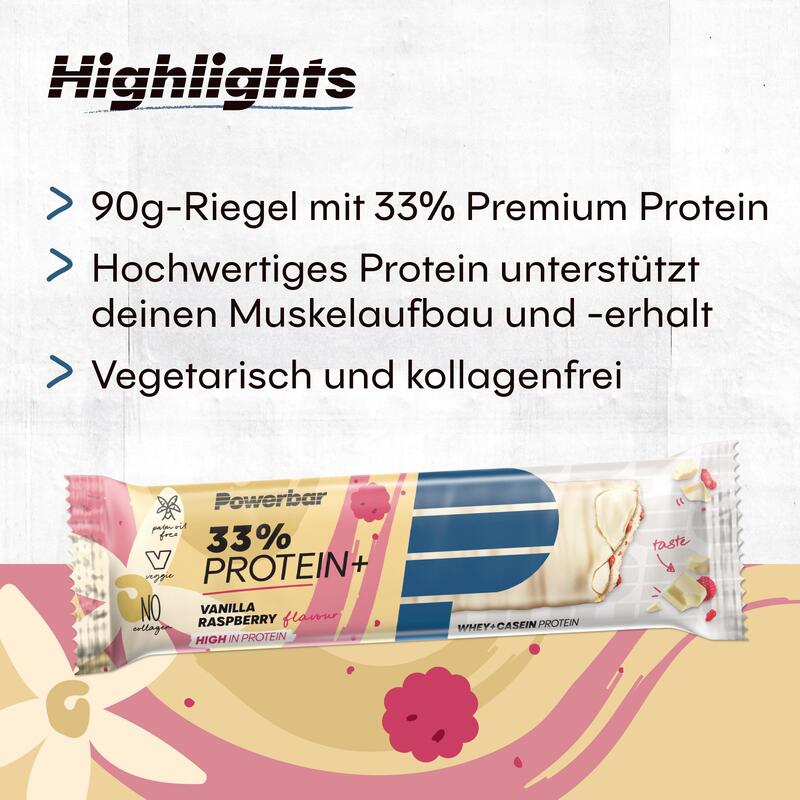 Powerbar Protein Plus Bar 33% (10x90g) Vanilla Raspberry - Batony