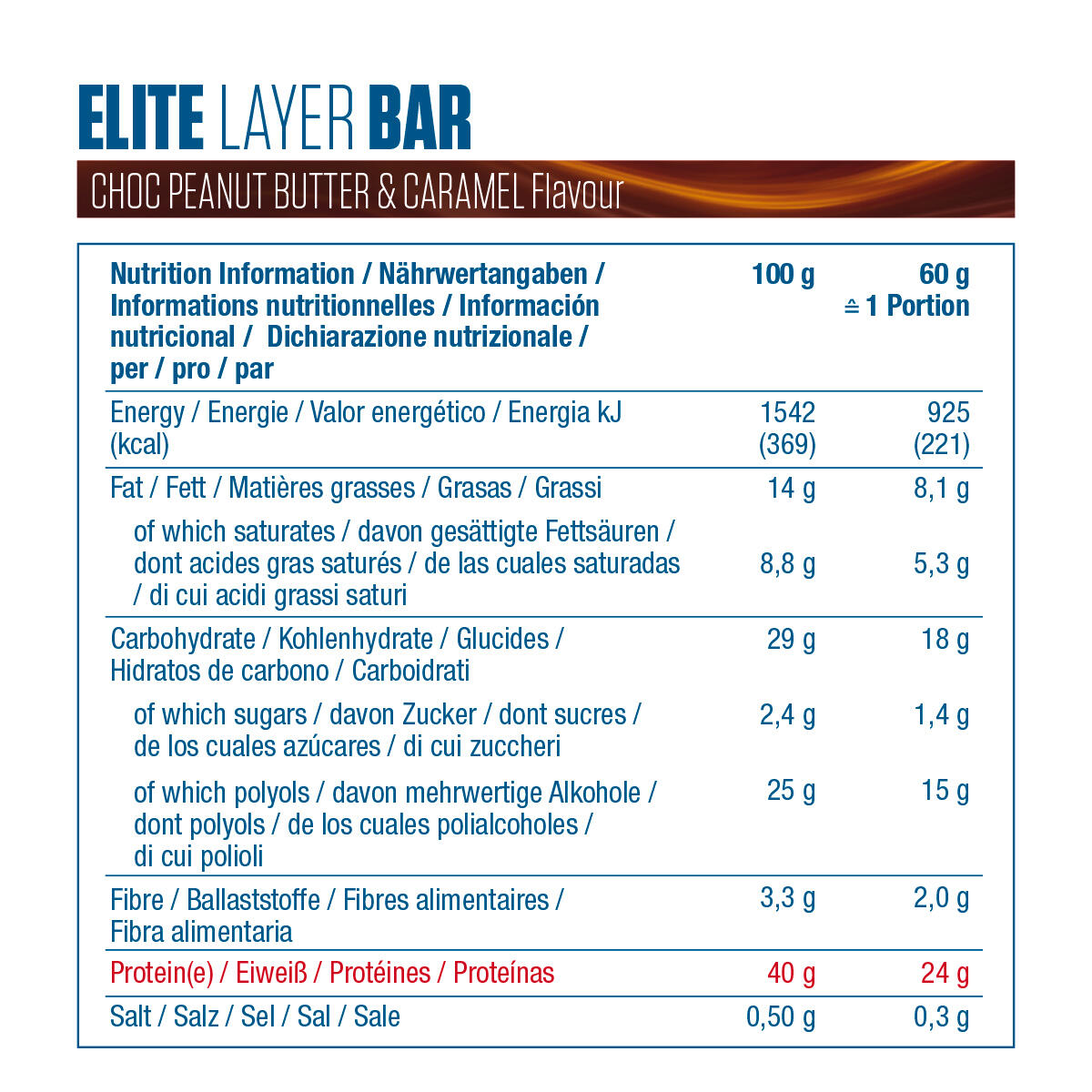Dymatize Elite Layer Bar (18x60g) Choc Peanut Butter & Caramel - Barres 4/7