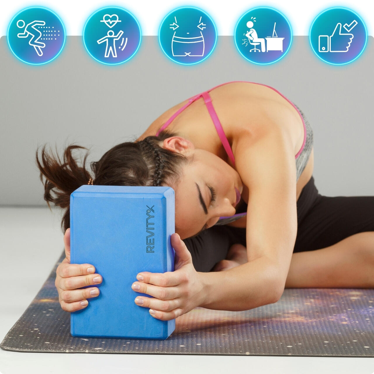 Brique de yoga premium Mousse EVA 23×15×7,5 cm guide d’exercices en PDF Revity 3/7
