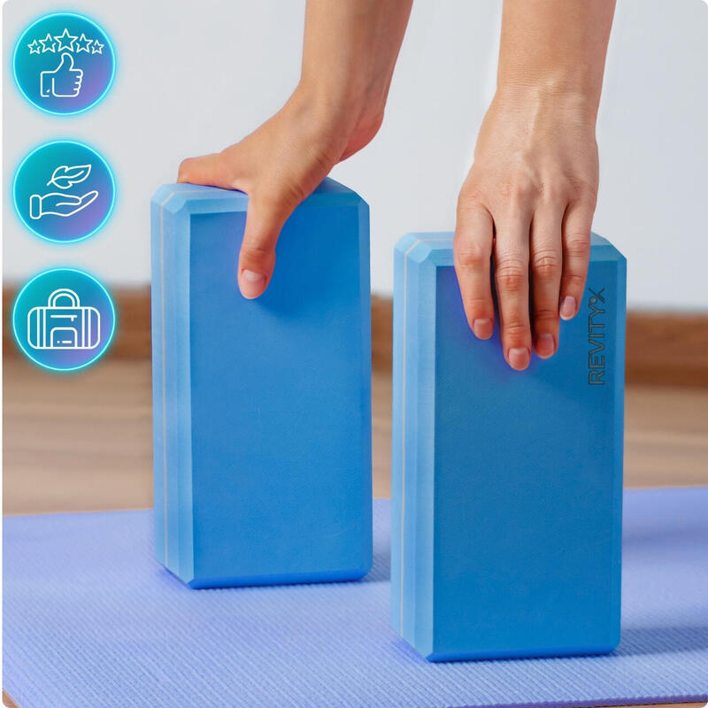 Cărămidă yoga din spumă EVA 23 x 15 x 7,5 cm, albastru, Set 2, Revity