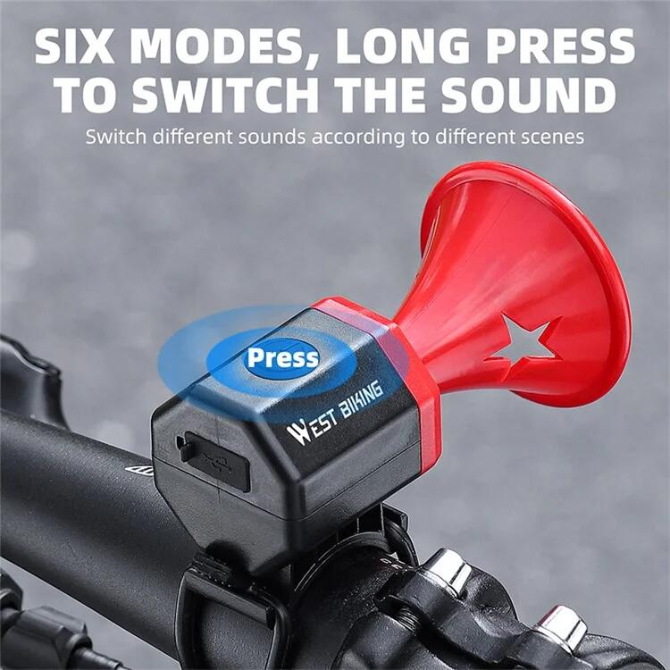 Sonnette de vélo à son d'avertissement 90 dB rechargeable par USB 5/7