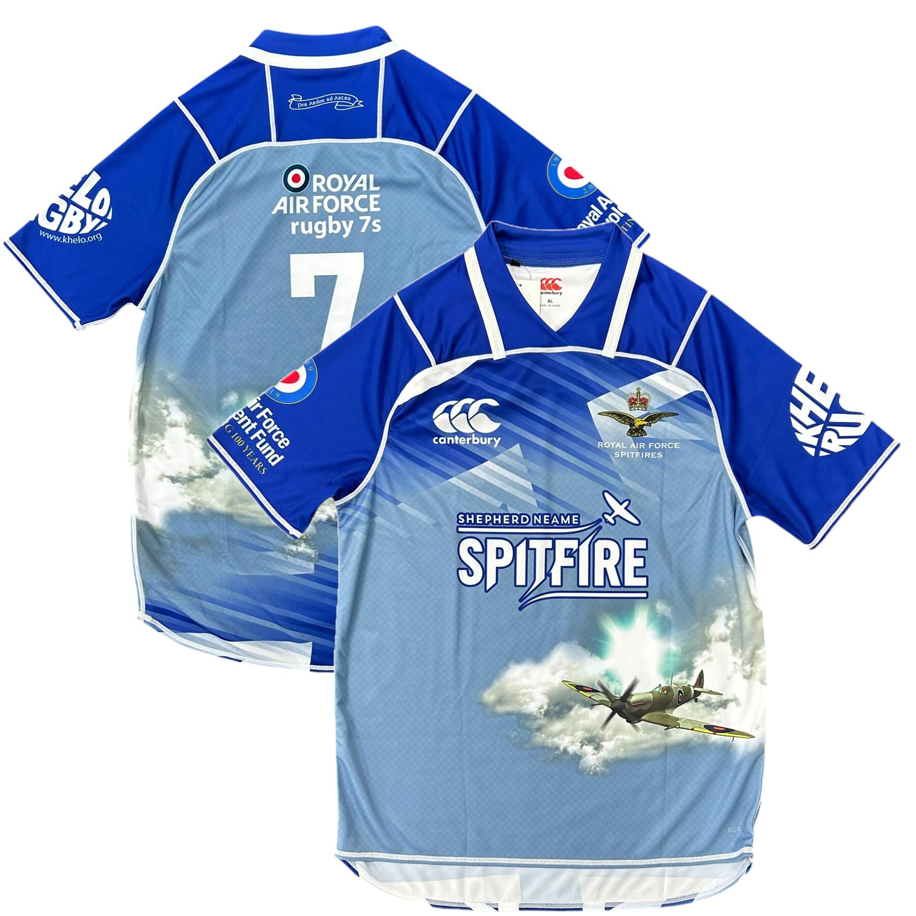 Canterbury Rugby Men's Jersey Blue RAF Spitfire Short Sleeve Shirt 1/3