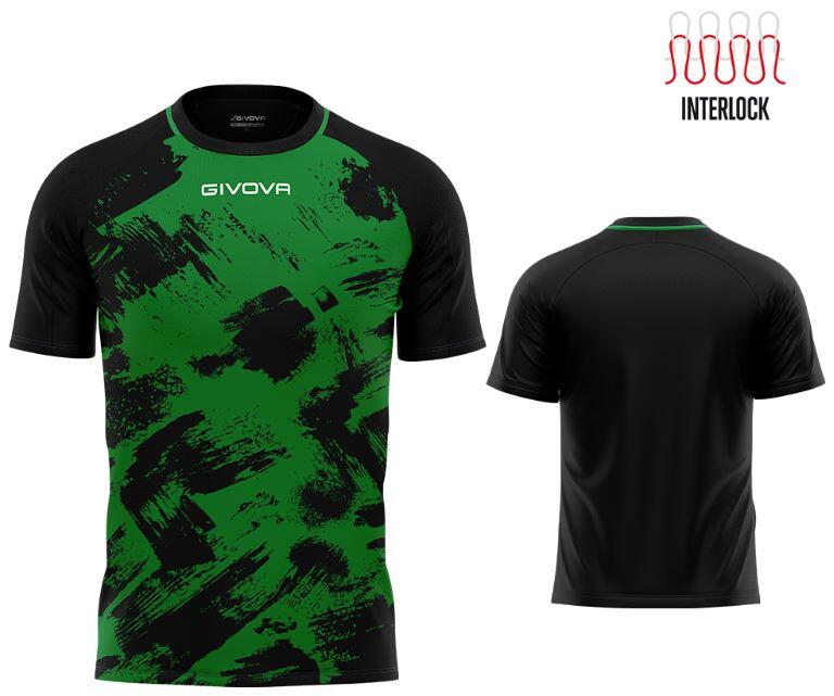 Tricou sport Givova Art Interlock Verde-negru Verde