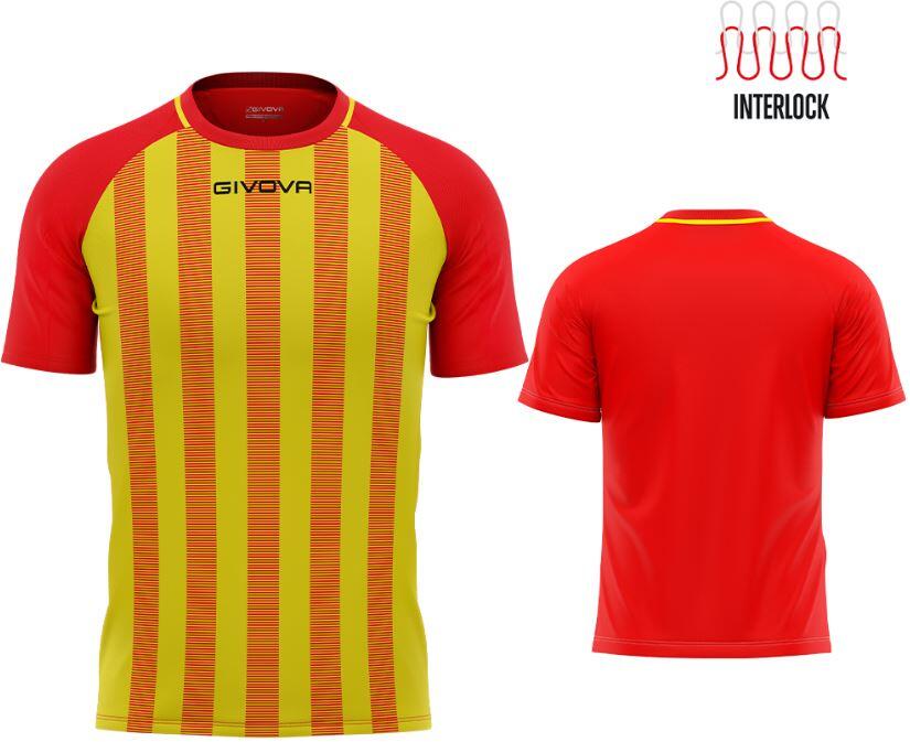 Tricou sport Givova Rugby Roșu-galben
