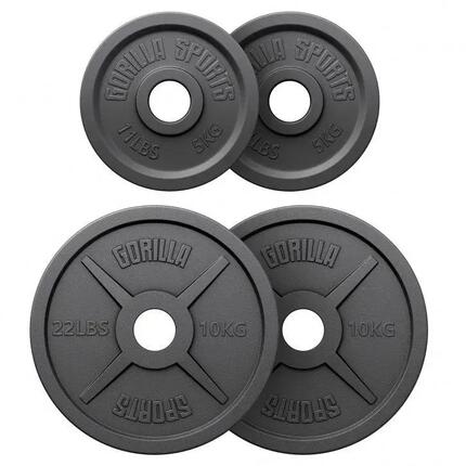 Disque olympique Gorilla Sports fonte noir, 30 kg