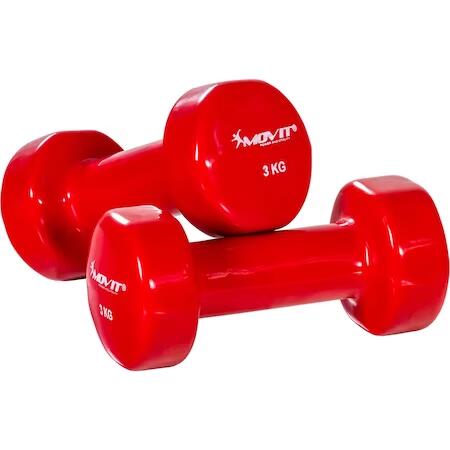 MOVIT Juego de mancuernas de vinilo de 3 kg en rojo de MOVIT