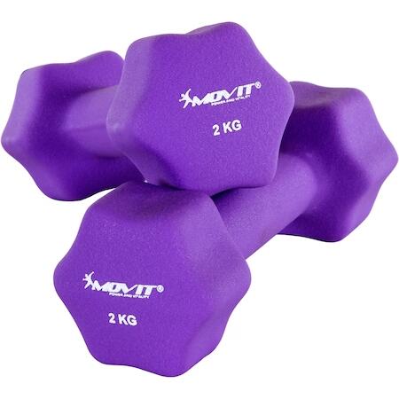 MOVIT Juego de mancuernas de neopreno de 2 kg en lila de MOVIT