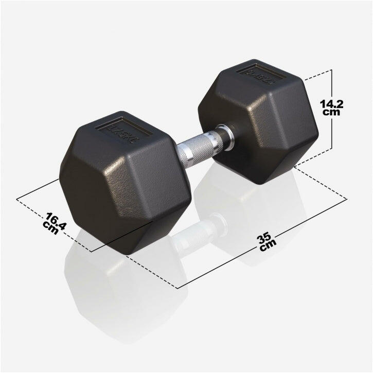 Dumbbell - 1 x 7,5 kg - Gietijzer - Hexagon - Halter 3/4