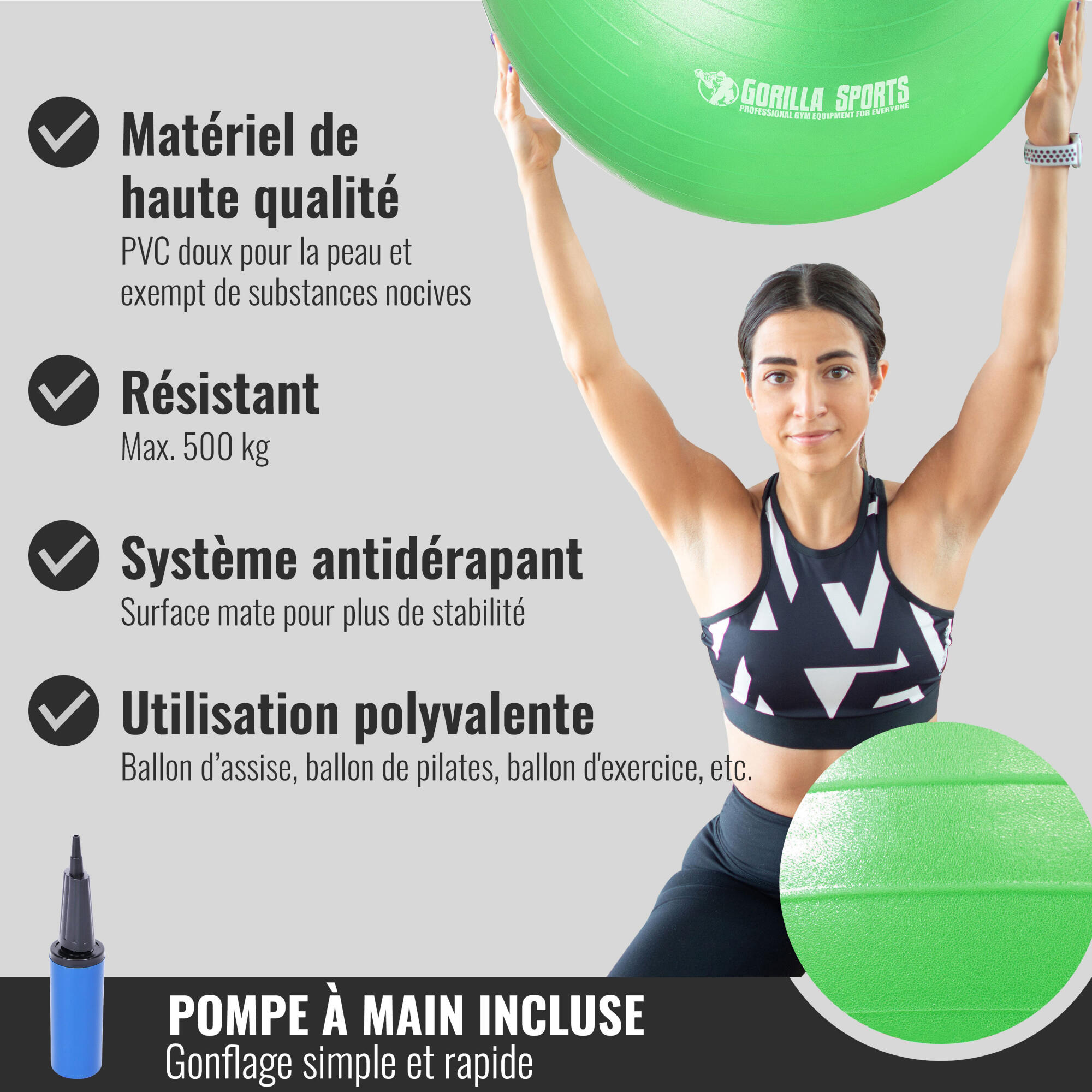 Piłka do ćwiczeń Gorilla Sports matowa 55cm 5/7