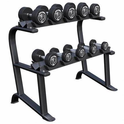 RACK + 5 PAIRES D'HALTÈRES RONDS DE 2,5KG À 15KG