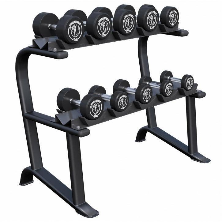 Gorilla Sports - Rack + 5 Paires D'Haltères Ronds De 2,5kg À 15kg - Rack De Rangement - Gris - Taille Unique - Decathlon