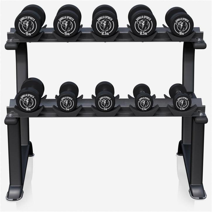 RACK PRO + 5 PAIRES D'HALTÈRES RONDS DE 2,5KG À 15KG 4/7