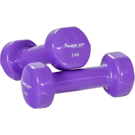 MOVIT Juego de mancuernas de vinilo de 2 kg en lila de MOVIT