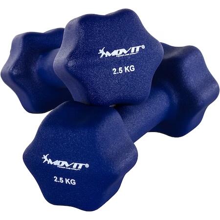 Set de 2 gantere, MOVIT®, greutate 2,5 kg, albastru