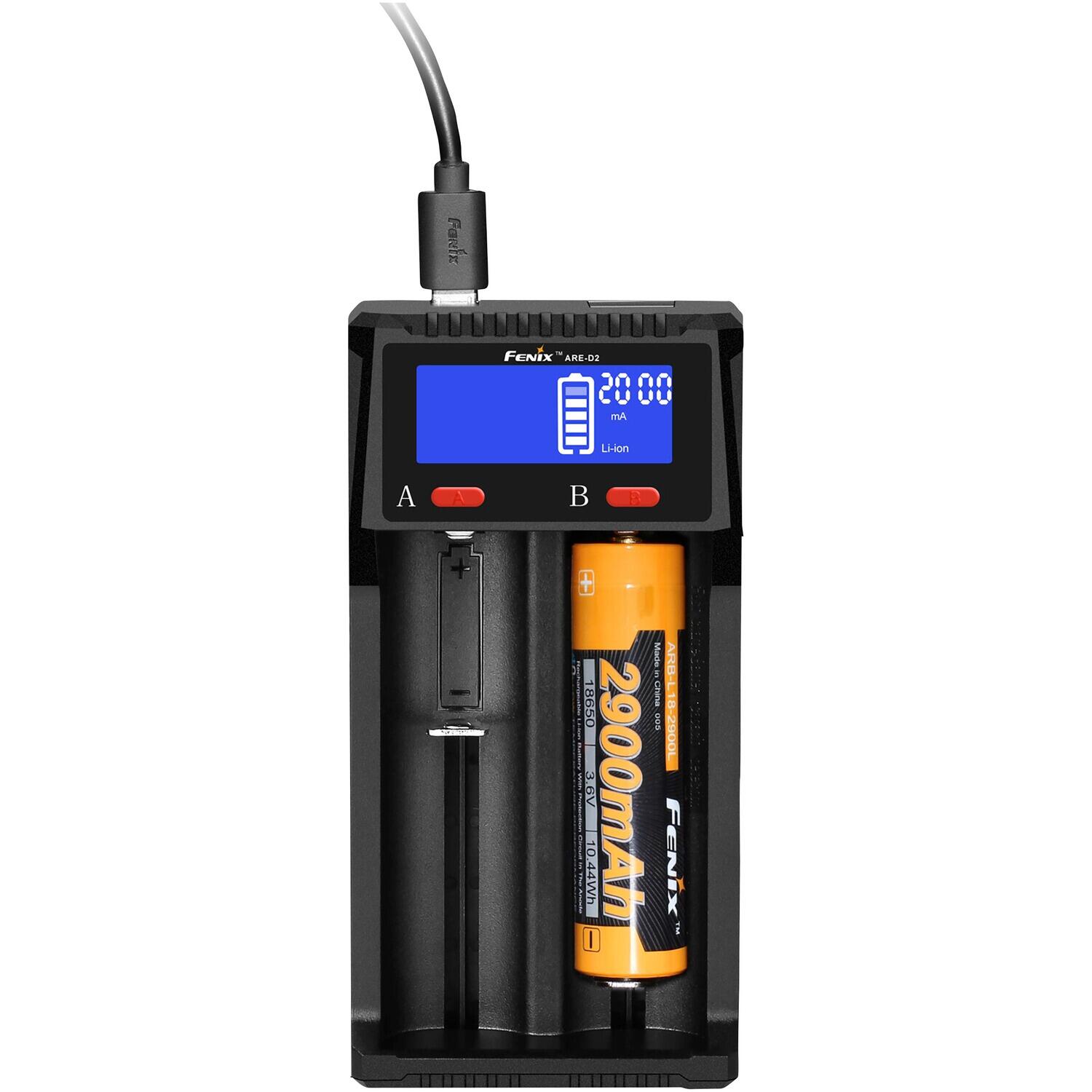 Caricabatterie doppio usb Fenix Accus 10440/14500/16340/18650/21700/26650 4/5