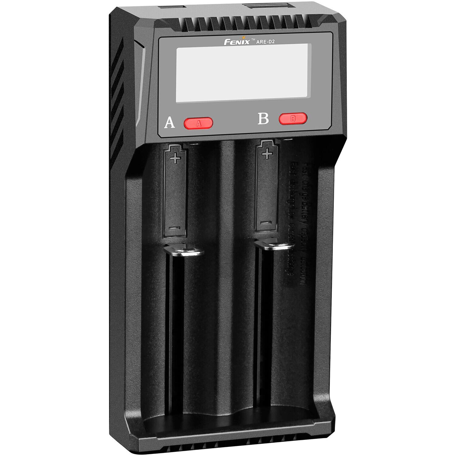 Caricabatterie doppio usb Fenix Accus 10440/14500/16340/18650/21700/26650 3/5